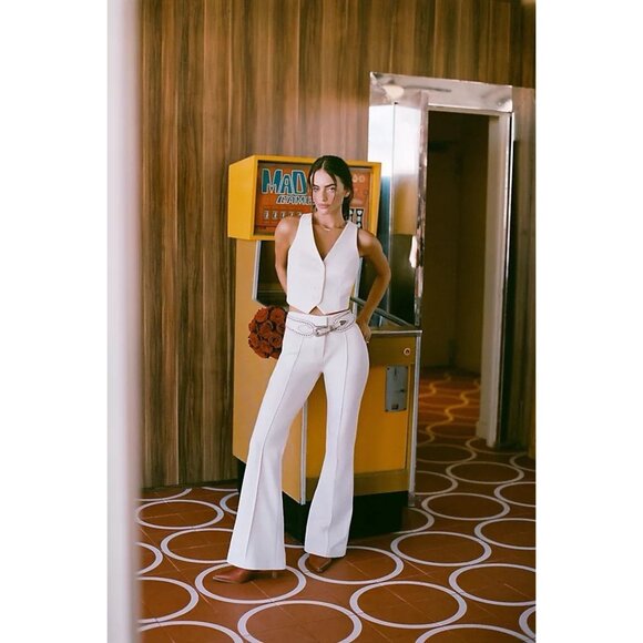 SANS FAFF Pin Tuck Palazzo Pants White - Picture 1 of 6
